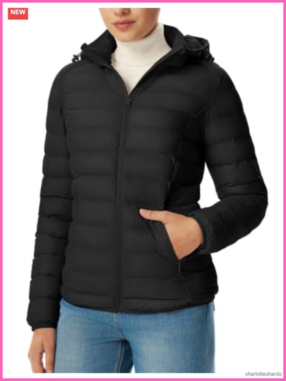 TBMPOY Women's Lightweight Puffer Jacket Detachable Hood Quilted Winter